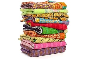 Tribal Kantha Sari Quilt Cotton Bedspread Bed Cover