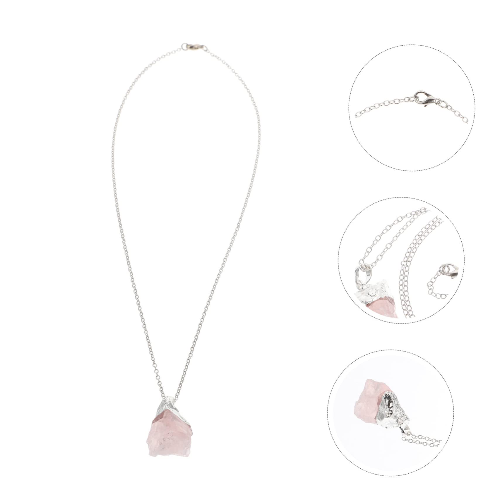 FOMIYES 4 Piezas Collar con colgante de cuarzo rosa cristales irregulares collar de cristal irregular Collar de curativa Collar de diseño artesanal collares Moda