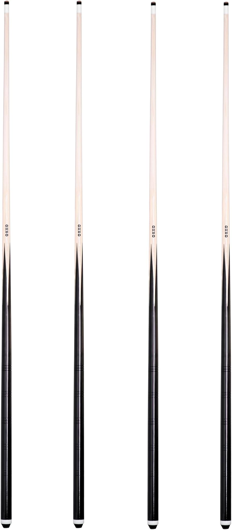 OKKO1-Piece Pool Billiard House Bar Short Cue Sticks 52โ, Glue-On Tip, Pack of 4