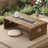 YHGSYXL Folding Japanese Floor Table: 31.5 inch Bamboo Portable Foldable Japanese Coffee Table for Sitting on The Floor - Collapsible Japanese Dining Table, Easy Storage