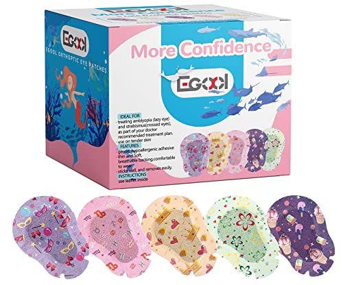 EGOOL Adhesive Eye Patches for Kids – Cute Girls Design, 45 + 5 Bonus per Box, Regular Size, Breathable Material, Colorful and Fun Pattern, Hypoallergenic & Sensitive for Lazy Eye