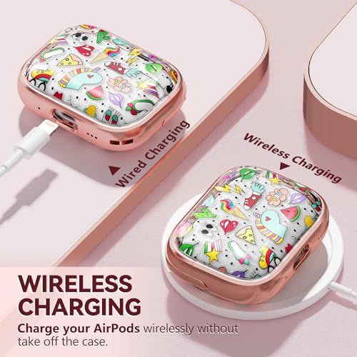 Image of Inesore for AirPods Pro 3 Case Cover 2025 with Lock-Red+ Unicorn Graffit | Two-Piece Design,with Gold Keychain & Clean Pen, As Phone Stand,Support Wireless Charging,Cute Luxury Case for Women Girly