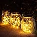 Lámparas Solares Exterior,Juego de 3 Luz Solar Jardín, 30 LED Impermeable Solar Masón Luz Hada Jardín Luz Solar para Decoración Jardín Fiesta Balcón Navidad vacaciones bodas (Color cálido)