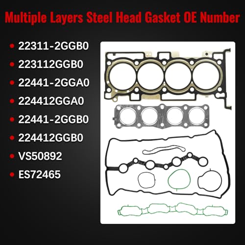 Image of 223112GGB0 Head Gasket for Hyundai Sonata Kia Optima Sorento 2.4 2016-2020,G4KJ Head Gasket Kit for Kia Sportage 2.4L 2017-2020, Santa Fe 2017-2020, Tucson 2018 2019 Cylinder Gasket Kit with Bolts