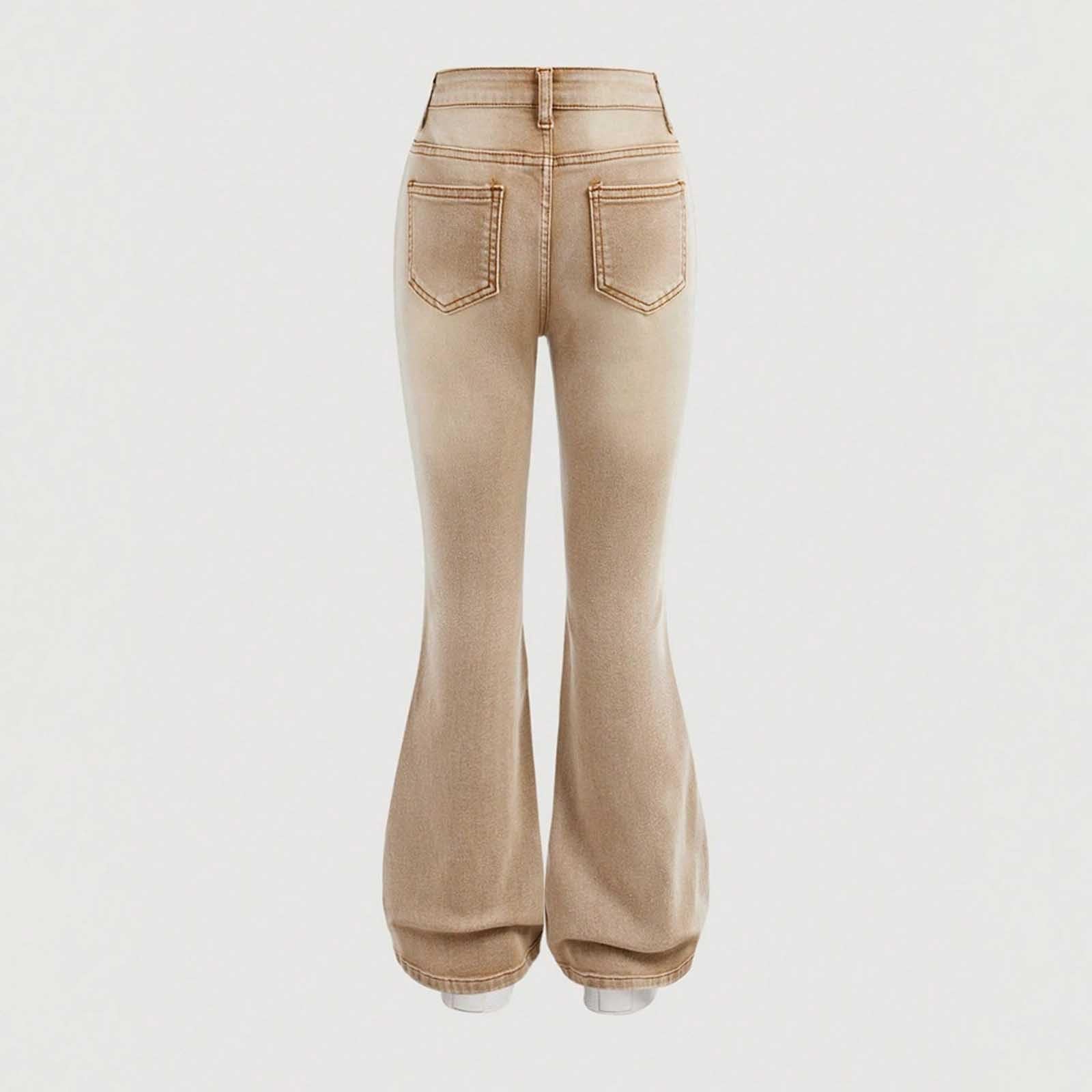Genérico Vaqueros Niña 9-13 Años Slim Fit Acampanados Pantalon Vaquero Adolescentes Chica Elasticos Corazones Moda Hippie Jeans Pantalones Vaqueros de Trabajo Denim Primavera 2026