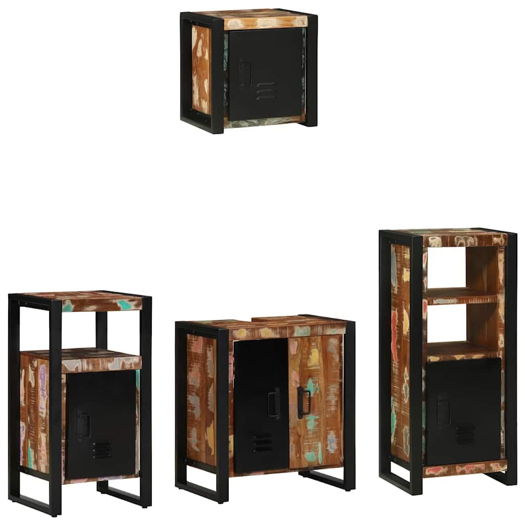 Juego de muebles de baño de madera maciza con 5 puertas, 6 cajones y 6 estantes, montado en la pared, ahorro de espacio para baño, inodoro de invitados, con espacio de almacenamiento y