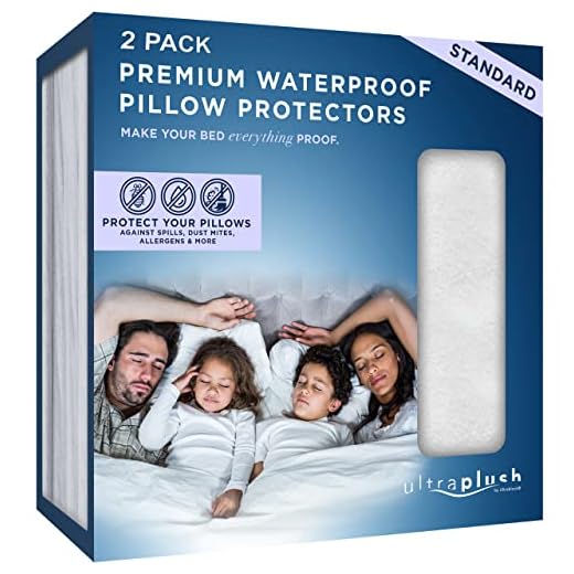 UltraPlush Premium Waterproof Pillow Protectors - Hypoallergenic & Bed Bug Proof Zippered Pillow Case - 2 Pack - Super Soft & Quiet (Standard Size 20" x 26")