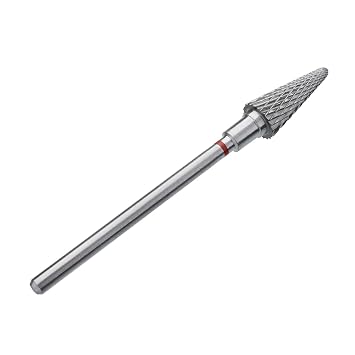 STALEKS PRO Expert Carbide Nail Drill Bit Cone, Red, 6mm Head / 14mm WP Soft Hardness for Delicate Artificial Nail Correction & Skin Processing in Hardware Manicure/Pedicure
