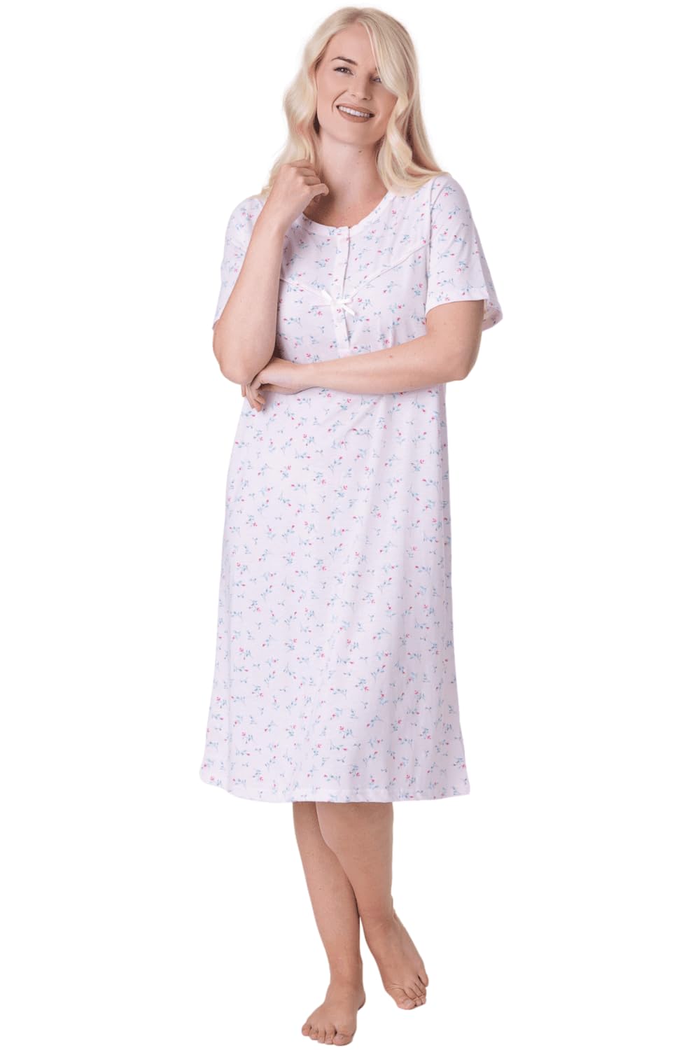 Camille Women's Pink Classic Short Sleeved Nightdress In Size 18-20