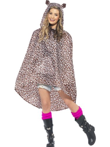 Smiffys Party Poncho Léopard, avec le sac de Cordon