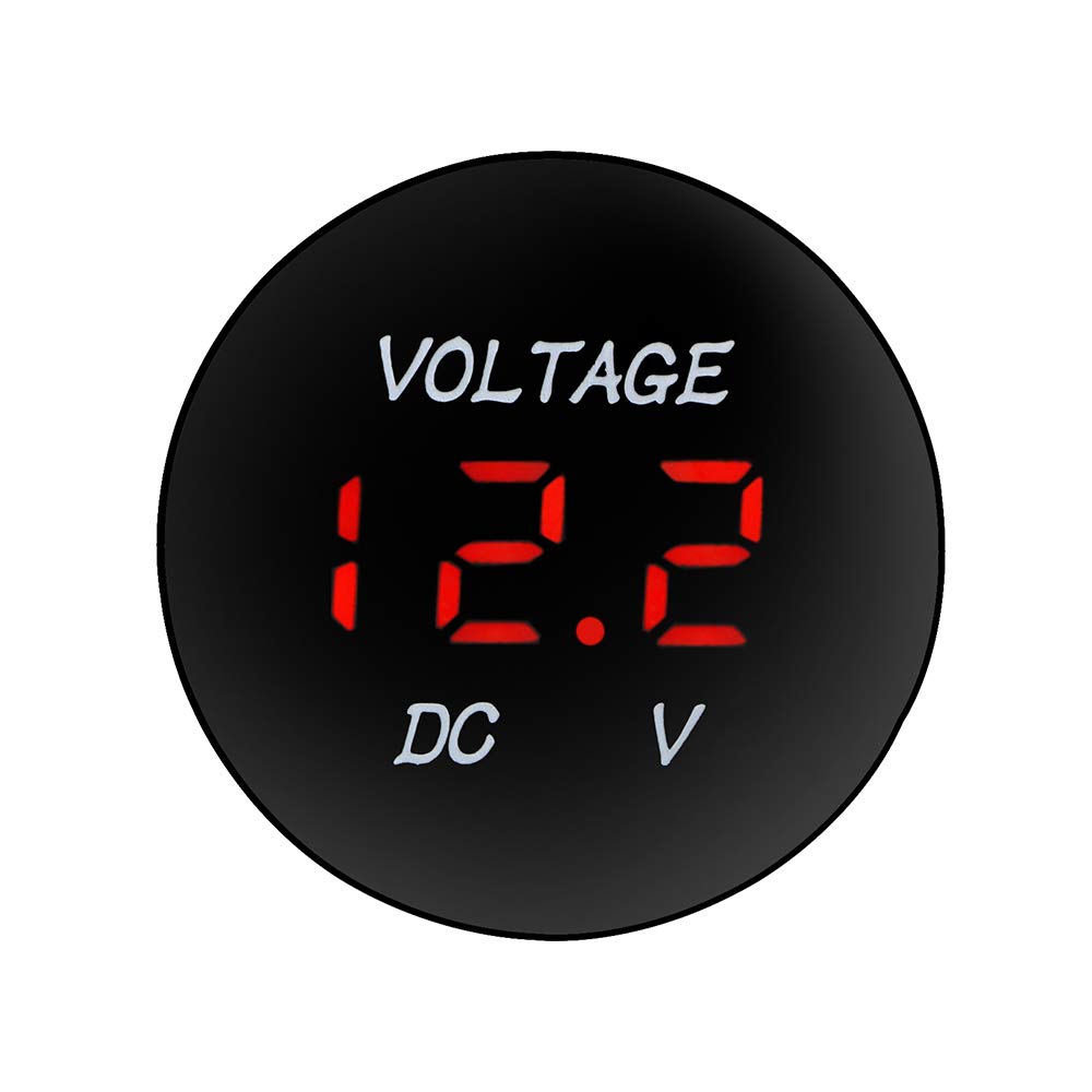 Mini Voltímetro Digital, Probador de Voltaje a prueba de agua, pantalla LED, para Coche, Motocicleta, Barco, Camión, Plástico ABS, DC 12V-24V (Rojo)
