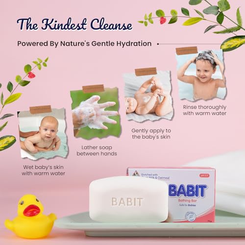 Image of Babit Baby Soap - Pack of 3 (75gm each) | Goat Milk & Shea Butter | Soothes Rashes & Dry Skin | Gentle Hydration for Newborns, Babies & Kids | Baby Skin Care Products Kit Essential
