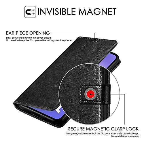 Image of WOW IMAGINE Shock Proof Flip Cover Back Case Cover for Samsung Galaxy A54 5G (Flexible | Leather Finish | Card Pockets Wallet & Stand | Black)