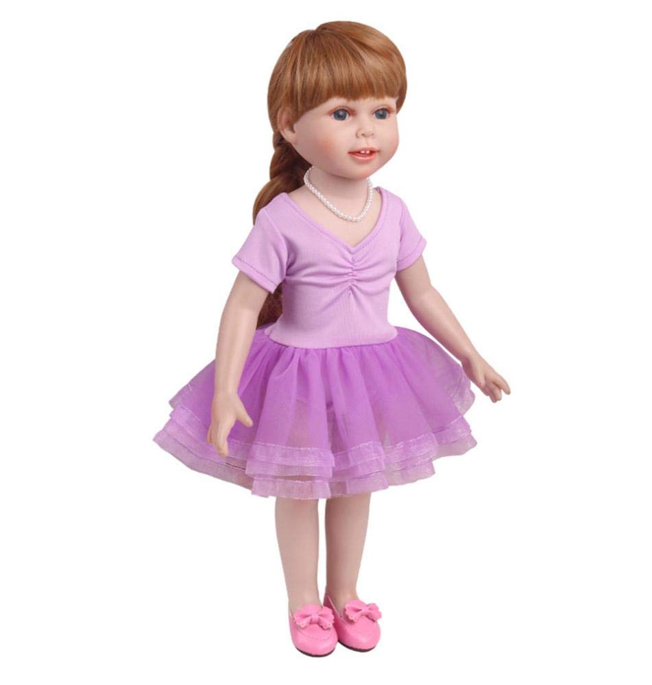 DUORUI Doll Clothes Ballet Dress Outfit Lace for American Girl Doll 18 inch, Purple, 18 pulgadas - Image 3
