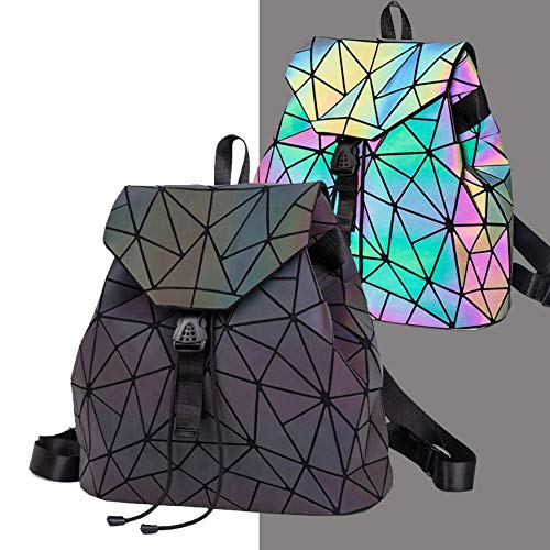 Láser Geométrico Mujeres Mochila Luminosa Noche Estudiante Mochila Mochila Escuela 2020 Moda Lujo Chic Bookbag Cover