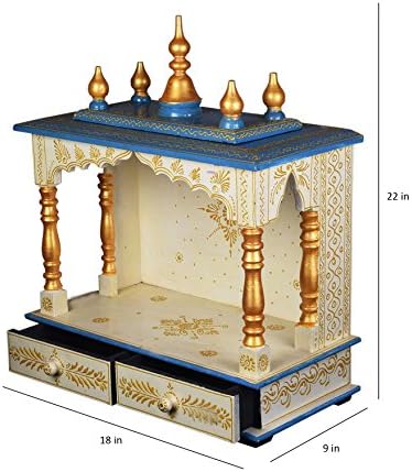 global exporter Wooden Home Temple Mandap with Rajasthani Hand Painting Work