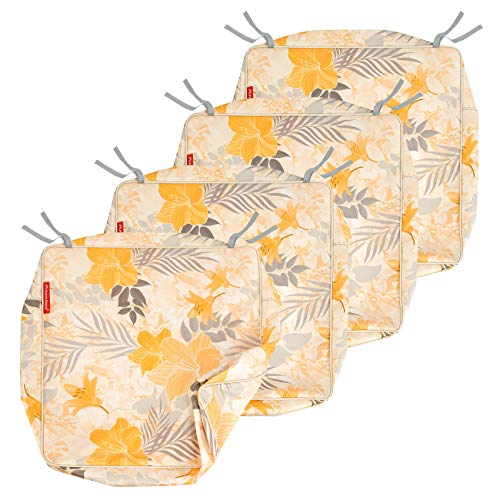 Porch Shield Outdoor Cushion Slipcovers Patio Chair Seat Cushion Covers Set 4 Waterproof Fade Resistant 20 x 18 x 4 inch, Summer Blossom
