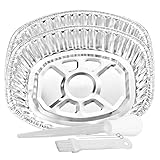 Nicole Fantini Disposable & Durable Extra Large Oval Turkey Roaster Aluminum Pan For Thanksgiving - 100% Recyclable : Perfect for Baking & Roasting - Along With One Free 3pcs of Basting Set : 2 Pans