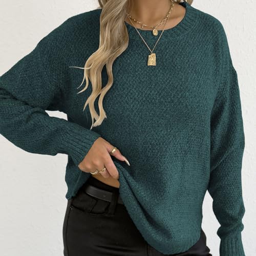 2025 Fall Winter Women Sweaters Lightweight Casual Long Sleeve Knit Sweater Crewneck Pullover Tops with Curved Hem3