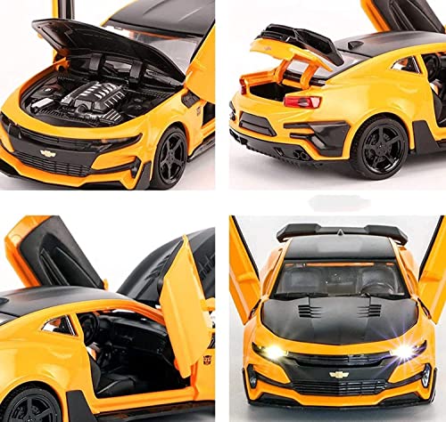 Image of 1:32 Scale Chevrolet Camaro Toy Car | Metal Pullback Diecast Car for Kids with Openable Doors, Sound, Light Effects Toy for Car Enthusiasts (Color As Per Available),black