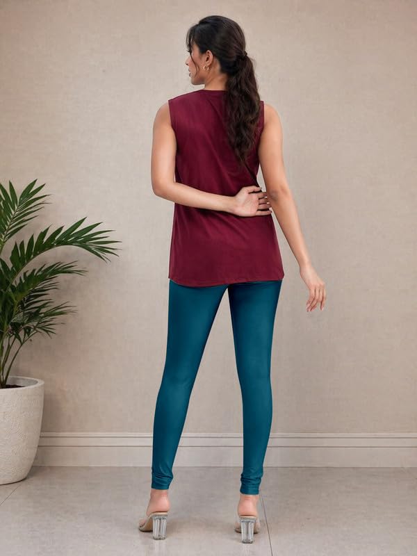 Image of TRENDMALLS Women's Microfiber Elastane Stretch Soft Churidar Length Leggings with Ultrasoft Waistband