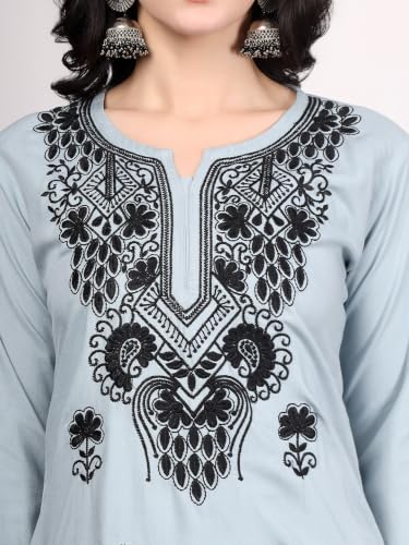 Image of Women Brown Ethnic Motifs Embroidered Lucknowi Chikankari Kurta & Palazzo Sets