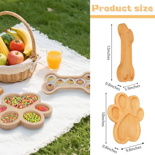 Tablero de Servir de Bambú con Forma de Pata y Hueso, 4 Piezas, Ideal para Aperitivos, Quesos, Dulces o Decoración, Regalo para Fiestas Temáticas de Mascotas miniatura 2