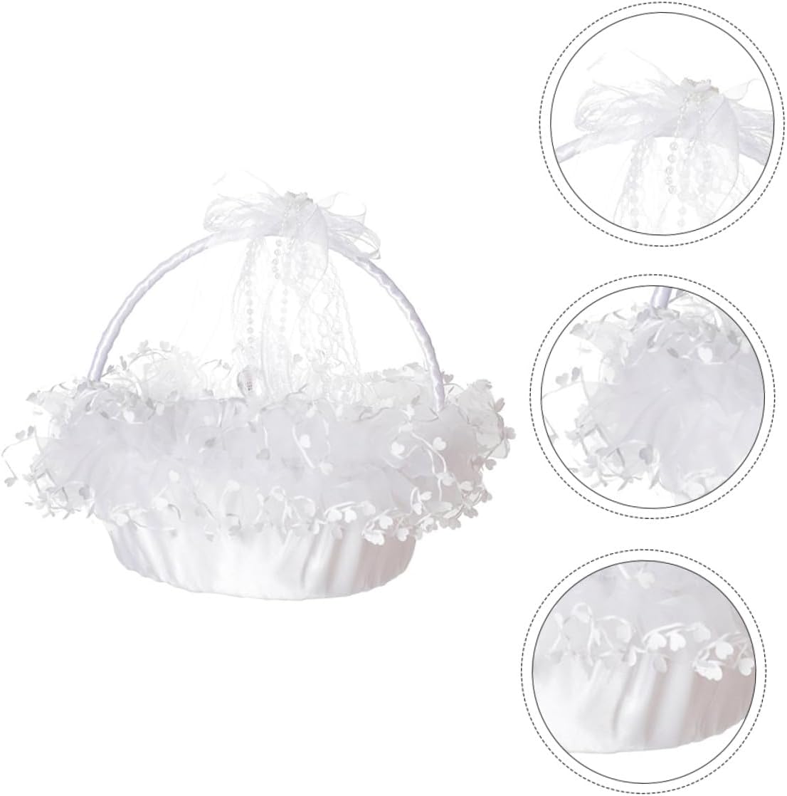 Abaodam Lace Flower Basket Handheld Wedding Basket for Flower Wedding Ceremony Party Supplies