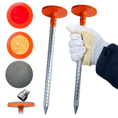 WANSRUYI Rebar Survey Marker Stakes 12 Inch Long - 1.35 LB Heavy Duty Hi-Vis Orange (2 Pack) Building line Marker Posts are Suitable for Paving Stones Gardens Lawn Edges and Weed barriers