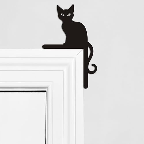 Miniatura 4 de 7 piezas de decoración de esquina de puerta de Halloween, marco de puerta de madera negro, decoración de Halloween, tema de bruja, cráneo, fantasma,