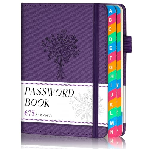hi!SCI Password Keeper Book with Colorful Alphabetical Tabs, Small Pocket Password Logbook for Seniors, 4.7 x 6.2