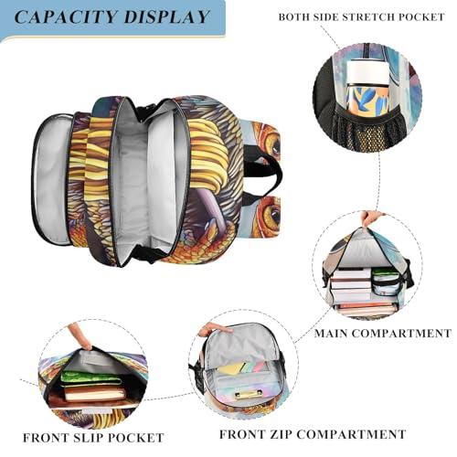 Bearded Dragon Ramen Noodles Backpack Girls Boys Elementary School Bags Bookbags Laptop Backpack Travel Daypack Safe Reflective Stripes4