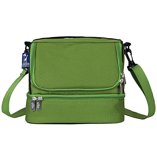 Wildkin Two Compartment Lunch Bag, Insulated, Moisture Resistant and Easy to Clean, Complete with a Microwave and Dishwasher-Safe Container, Ages 5+, Perfect for Kids & On-The-Go Parents, Parrot Green