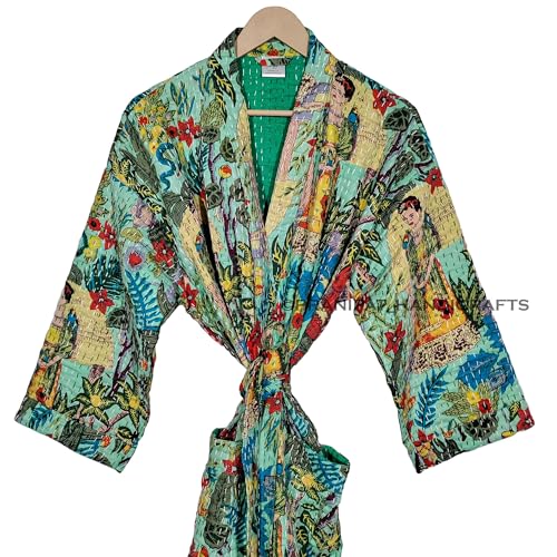 Cotton Lightweight Ethnic Open Front Mid-Length Jacket Ethnic Floral Freda Kaahlo Hippie Print Winter Outwear Boho Kimono Jacket2