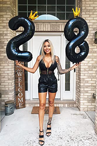 Number 3 Balloons - Large, 40 Inch | 3Rd Birthday Decorations |Crown 3Rd Birthday Balloon Numbers | Big Numbers 13 30 For Party Decorations Anniversary, Black #TOP2
