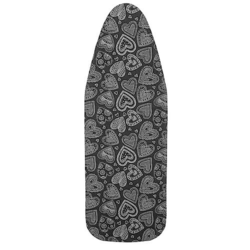 Pottwal Funda Tabla de Planchar Premium para Planchar Rápida y Fácil, Adecuada para Planchas de Vapor, Tabla de Planchar, Funda Plancha, Corazón Negro, 30-35cm x 108-115cm (Talla M)