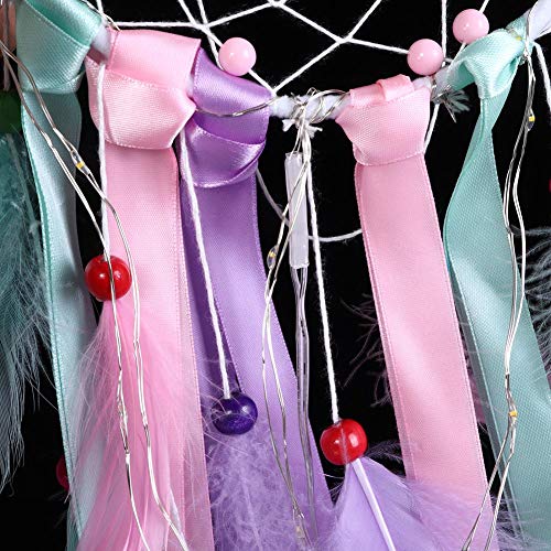 Cadeau Dromenvanger, Dromenvanger Licht, Woondecoratie LED Licht Windgong Slaapkamer Decoratie Veer voor Meisjes… - Image 7