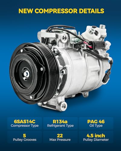 Image of PHILTOP 890246 Air Conditioner AC Compressor for GLA250 2015-2022,CLA250 2014-2019,2021-2022,A220 CLA35 AMG 2020-2022,CLA45 AMG 2014-2022,GLA45 AMG 2015-2019,2021-2022,A35 AMG 2020-2021,QX30 2017-2019