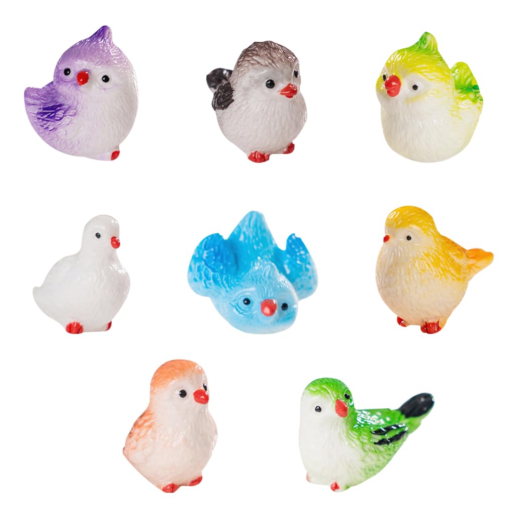 KyeeaDIY ミニチュア 鳥 ミニ フィギュア 置物 8個セット 鳥オブジェ ガーデンオブジェ 飾り物 可愛い インテリア おしゃれ 3D立体 鉢植え 植物 盆栽 可愛い DIY 卓上装飾 盆栽飾り 雑貨 マイクロ風景装飾 ガーデン 造園装飾 耐久性 マイクロ風景 (鳥 8個セット) [並行輸入品]