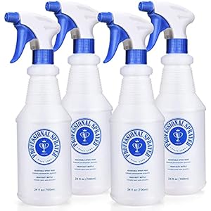 Plastic Spray Bottle 4 Pack 24 Oz (Upgraded Sprayer) All-Purpose Heavy Duty Empty Spraying Mist Squirt Water Bottles