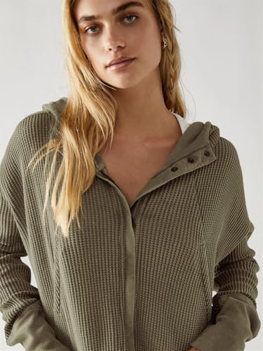 Women Waffle Knit Jacket, Womens Waffle Knit Hoodies, Casual Long Sleeve Zip Up Shackets with Pockets2