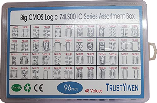 Gernal 48 Types 96PCS 74LSxx Series Logic IC Assortment Kit 74LS01 74LS90 74LS373 74LS374, TTL, Low-Power Schottky Logic IC