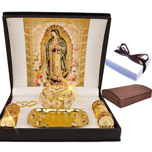 Cuitxi 14k Gold Plated Wedding Arras for Wedding Ceremony in a premium gift box made and blessed in Mexico - Arras para boda catolica with our Virgen of Guadalupe - Arras de boda