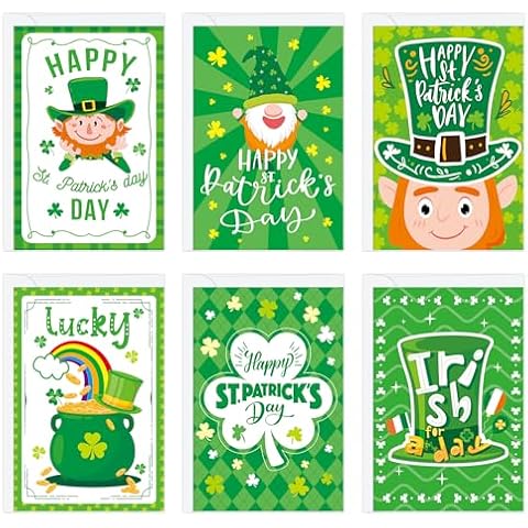 St. Patrick's Day Card Assortment 24 Sets Blank Cards with Envelopes and Stickers for Kids Teens Friends Cover