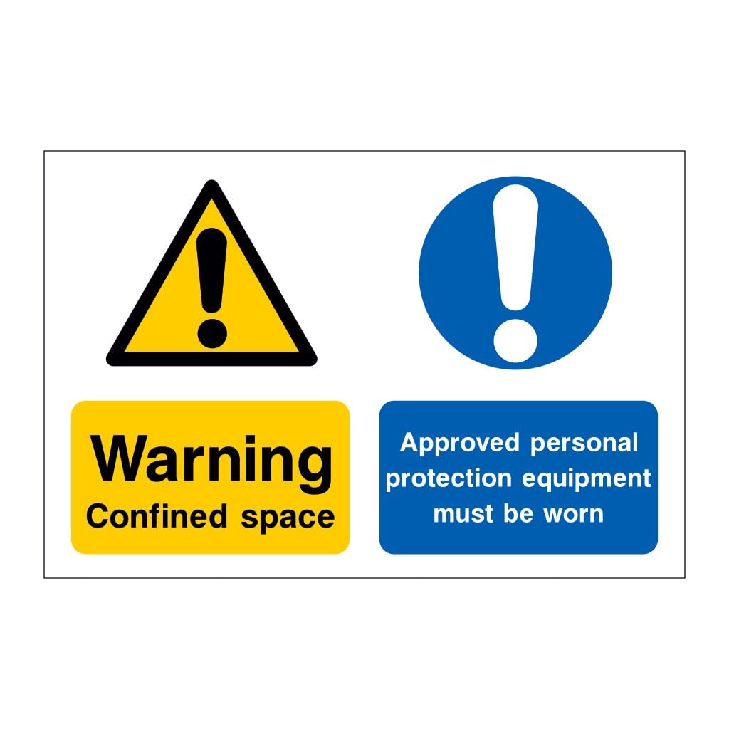 Warning confined space Approved personal protective equipment must be worn sign 8x12 Metal Tin Sign Garage Man Cave Wall Decor
