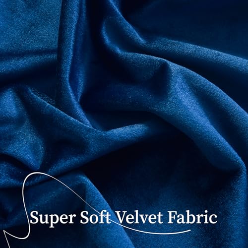 Roslynwood Roslyn Samtvorhänge mit Schlaufen, Marineblau, 132 cm B x 96 L, 2 Stoffbahnen – Ansicht 6