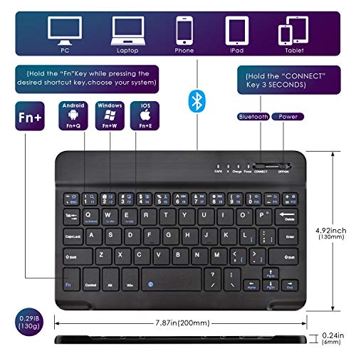 Detuosi Universal 8.0 Inch Android Tablet Case With Keyboard, Removable Wireless Bluetooth Keyboard + Pu Leather Folio Book Cover + Stand, Travel Portable Sleeve For Ios/Android/Windows System Tablet #TOP3