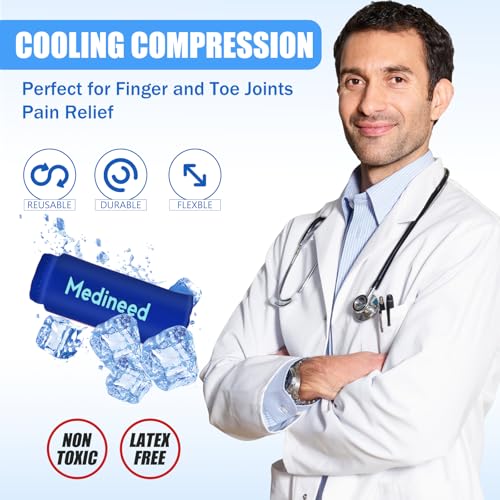 Image of 2PCS Finger Sleeves Gel Ice Pack, Lasting Cold Compress Freeze Sleeve, Reusable Finger Brace Ice Packs for Injuries, Arthritis, Tendonitis, Gout, Sprains, Middle Protectors (Blue)