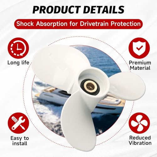 SZQBZMJ 7 1/2 x 8-BA Boat Outboard Propeller Compatible with Yamaha Engines 4HP 5HP 6HP 4A 4M 5M 5C F4 F6L F6S F5A F6C 3 Blades/9 Spline Tooth Replace# 6E0-45941-01-EL by SZQBZMJ - Image 5