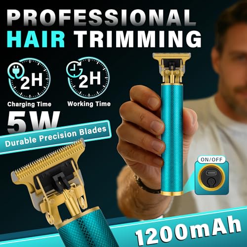 Image of Hair Clippers for Men Professional, Beard Trimmer Kits & Sets, Electric Shavers, Hair Clippers & Trimmer Ceramic T-Blade, for Barber, Gifts for Men (Blue)